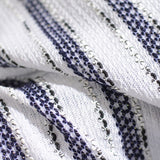 White Vertical-Stripe Chunky Knit, Poly-Metallic — photo 3