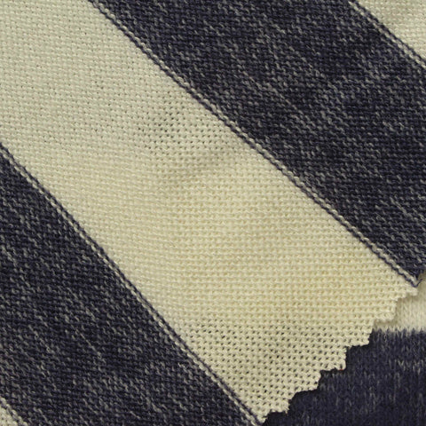 Cream Horizontal-Stripe Chunky Knit, Viscose-Poly, 230 gsm, 160 cm