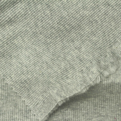 Grey Heathered-Marl Rib Knit, Cotton-Spandex