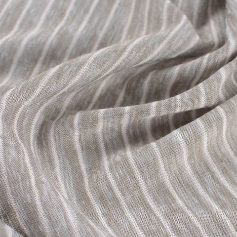Grey Horizontal-Stripe Jersey Knit, Poly-Viscose, 162 gsm