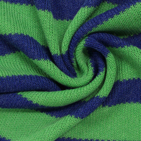 Green Horizontal-Stripe Interlock Knit, Poly-Viscose