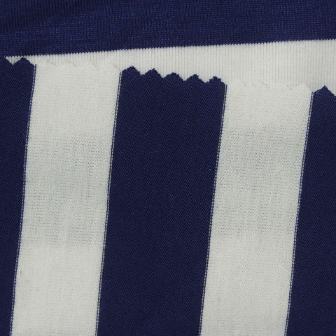 Navy Stripes Jersey Knit, Viscose-Poly