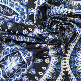Blue Ornate-Floral Jersey Knit, Polyester — photo 3