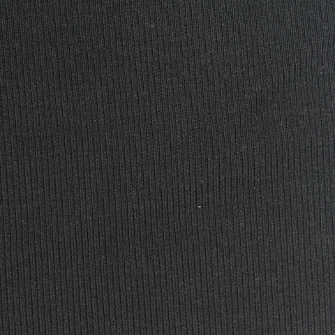Polyester Stretch Rib Knit Fabric, 320 gsm, 124 cm — Black