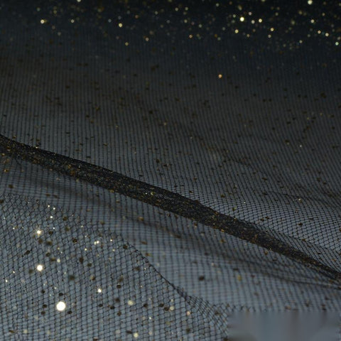Gold Glitter-Dot Mesh, Polyester