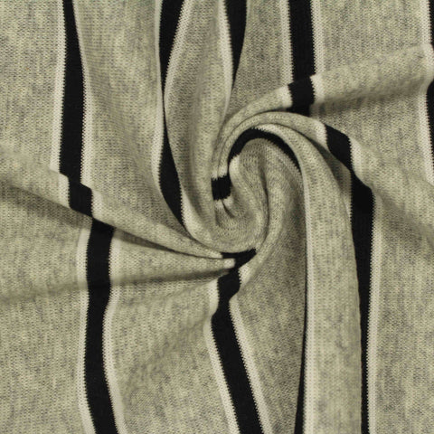 Beige Vertical-Stripe Rib Knit