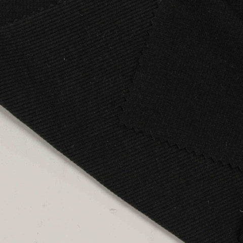 Cotton Polyester Stretch Rib Knit Fabric, 241 gsm, 150 cm — Black