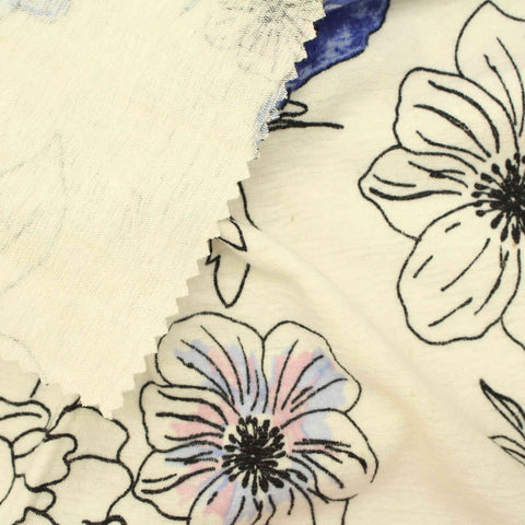 Black Floral Knit, Polyester, 236 gsm