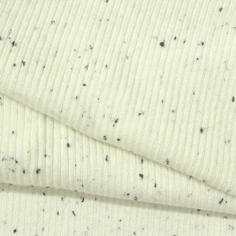 Cream Marl Rib Knit, Viscose-Poly, 460 gsm