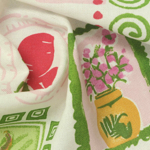 Red Flowers Woven, Poly-Viscose
