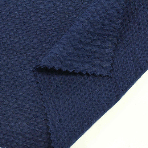 Yarn-Dyed 100% Wool Interlock Knit Fabric, 210 gsm — Navy