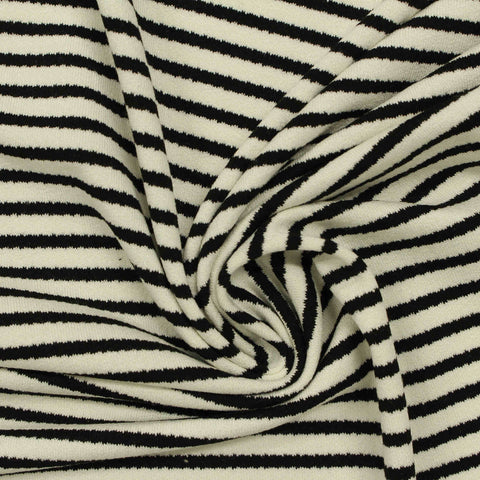 Black Horizontal-Stripe Chunky Knit, Cotton-Poly, 305 gsm