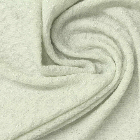 Nylon Metallic Stretch Knit Fabric, 210 gsm, 155 cm — White