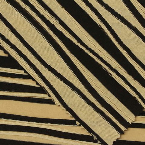 Beige Horizontal-Stripe Jersey Knit, Polyester, 245 gsm