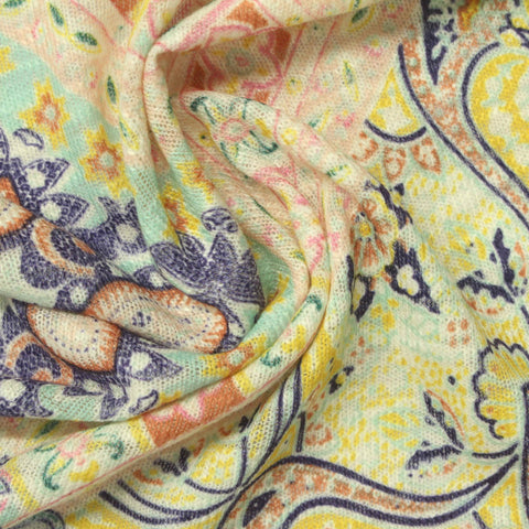 Pink Floral Chunky Knit, Polyester, 213 gsm