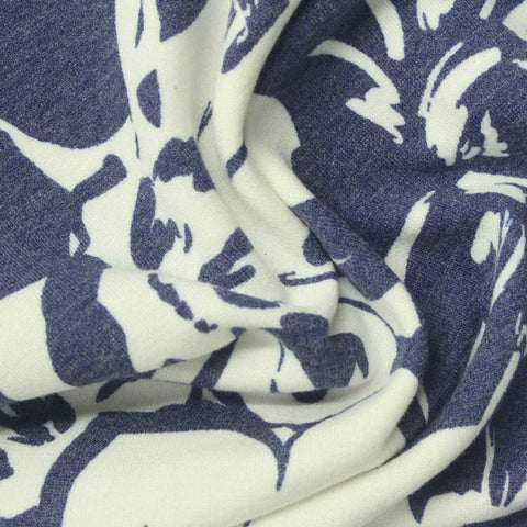 Cream Floral French Terry, Poly-Viscose