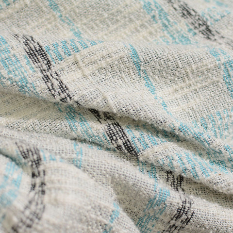 Cream Plaid Jacquard, Cotton-Poly