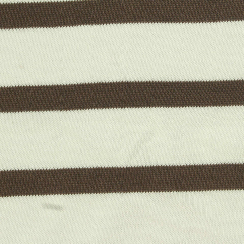 Brown Horizontal-Stripe Jersey Knit, Cotton, 260 gsm, 185 cm