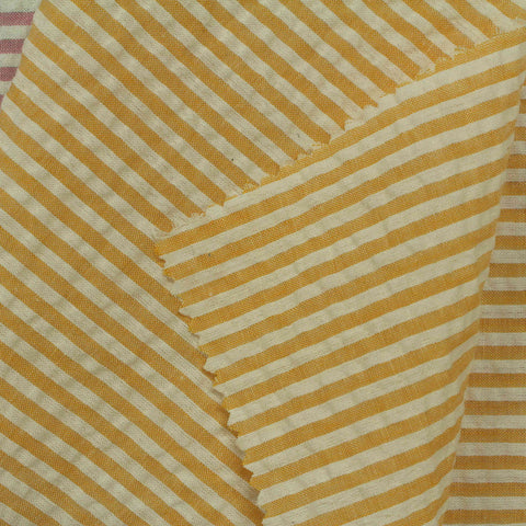 Polyester Cotton Seersucker Fabric, 120 gsm, 145 cm — Khaki