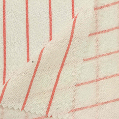 Red Vertical-Stripe Crepe, Viscose