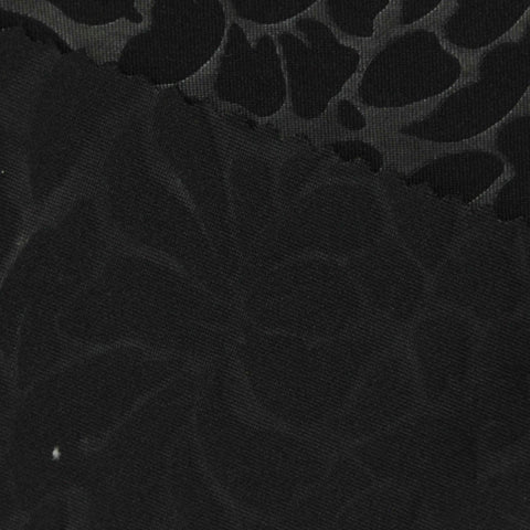 Black Tone-on-Tone Leaf Scuba Knit, Polyester
