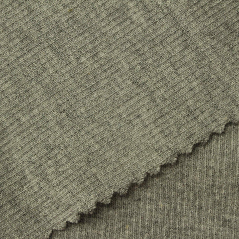 Heathered Grey-Green Marl Rib Knit, Cotton
