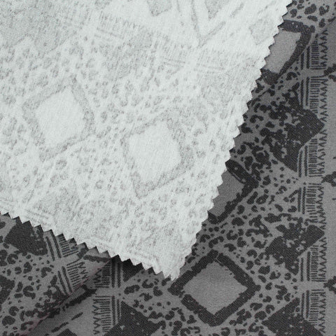 Grey Geometric-Diamond Bengaline, Viscose-Nylon