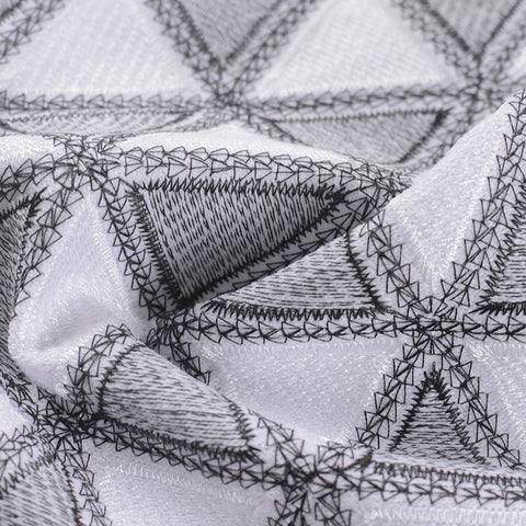 Black Geometric-Triangle Knit, Polyester, 381 gsm