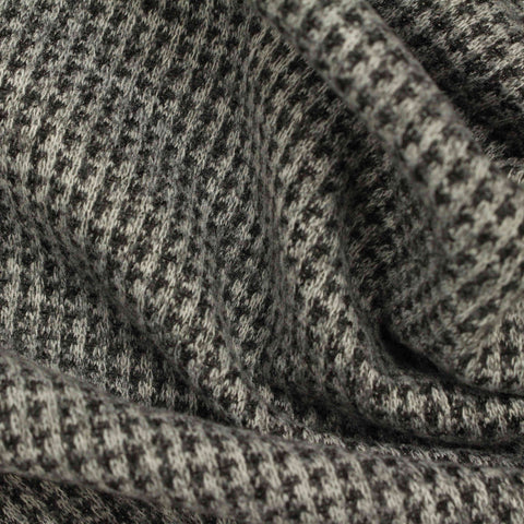 Black Houndstooth Knit, Polyester, 262 gsm