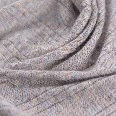 Dark Grey Horizontal-Stripe Rib Knit, Poly-Viscose, 138 gsm