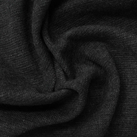 Dark Grey Marl Rib Knit, Cotton-Poly, 215 gsm