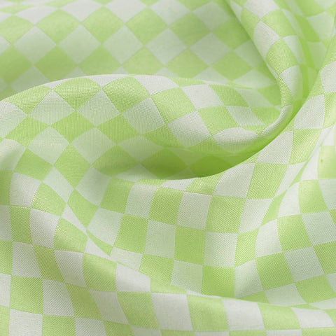 Light Green Check Jacquard, Polyester, 134 gsm