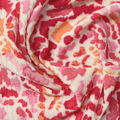 Pink Leopard Rib Knit, Polyester