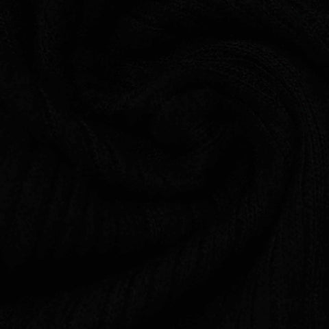 Brushed 100% Polyester Rib Knit Fabric, 300 gsm, 160 cm — Black