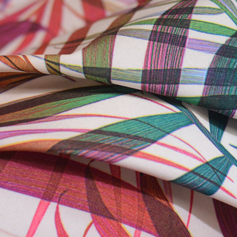 Green Tropical-Leaf Peachskin, Polyester