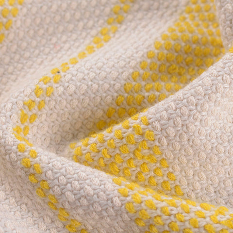 Cream Horizontal-Stripe Chunky Knit, Polyester, 417 gsm