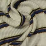 Cream Horizontal-Stripe Rib Knit, Polyester — photo 3