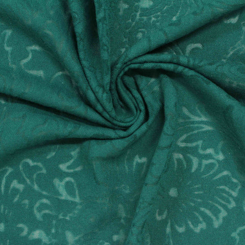 Teal Floral Jacquard, Poly-Viscose