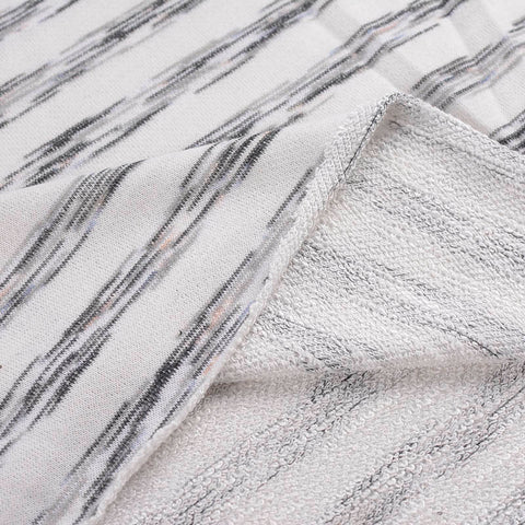 Grey Horizontal-Stripe French Terry, Poly-Cotton, 270 gsm