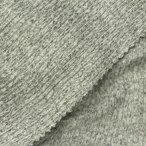 Heather Grey Marl Rib Knit, Viscose-Poly, 210 gsm, 184 cm