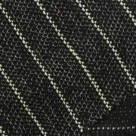 White Horizontal-Stripe French Terry, Poly-Cotton