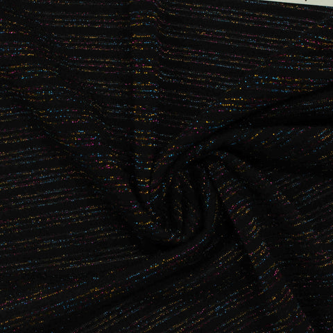 Gold Horizontal-Stripe Jersey Knit, Poly-Viscose