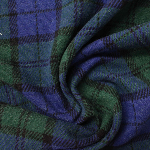 Blue Plaid Jacquard, Poly-Viscose, 243 gsm