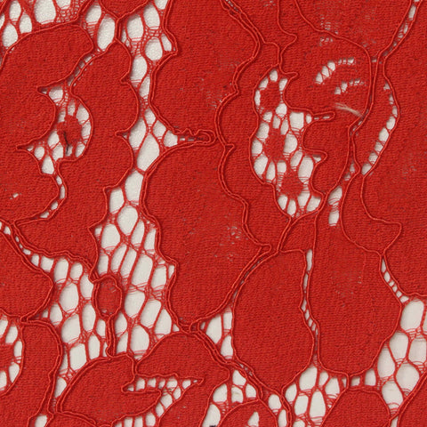 Red Floral Lace, Cotton-Nylon, 170 gsm