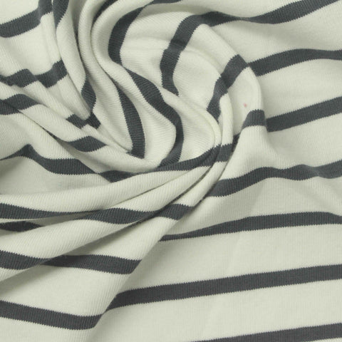 Dark Grey Stripes Jersey Knit, Cotton, 180 gsm