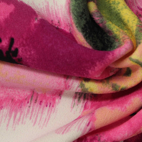 Pink Abstract-Floral Scuba Knit, Polyester