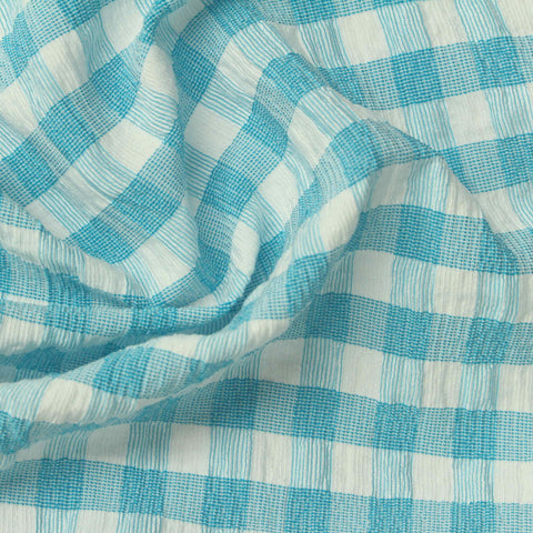 Light Blue Gingham Crepe, Polyester