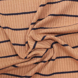 Brown Horizontal-Stripe Rib Knit, Viscose — photo 3