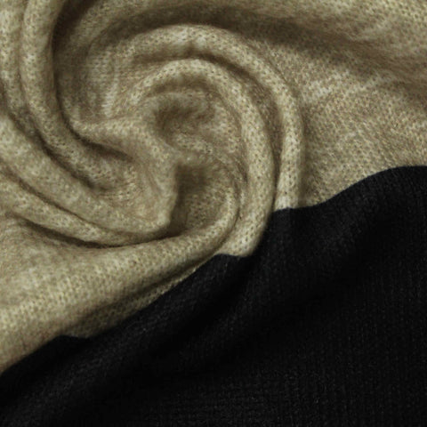 Marled Beige Horizontal-Stripe Knit, Polyester