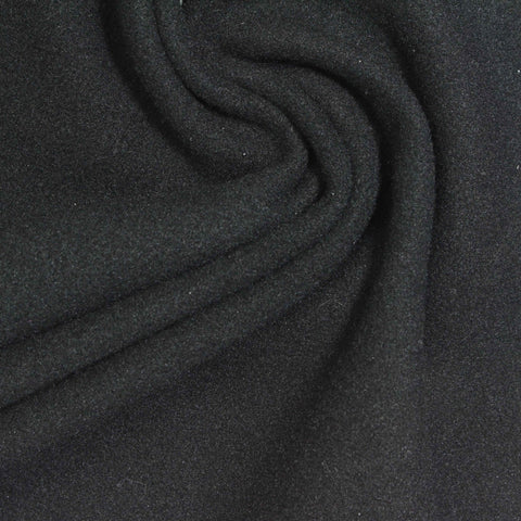 Brushed Polyester Stretch Velvet Fabric, 300 gsm, 165 cm — Black